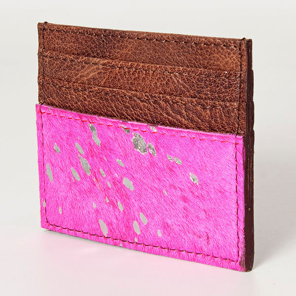 ADBG817 Handcrafted Hair on Hide Card Holder Pebbled Leather Western Slim Card Case