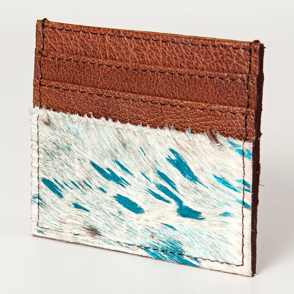 ADBG817 Handcrafted Hair on Hide Card Holder Pebbled Leather Western Slim Card Case