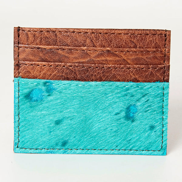ADBG817 Handcrafted Hair on Hide Card Holder Pebbled Leather Western Slim Card Case