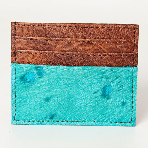 ADBG817 Handcrafted Hair on Hide Card Holder Pebbled Leather Western Slim Card Case