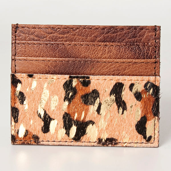 ADBG817 Handcrafted Hair on Hide Card Holder Pebbled Leather Western Slim Card Case