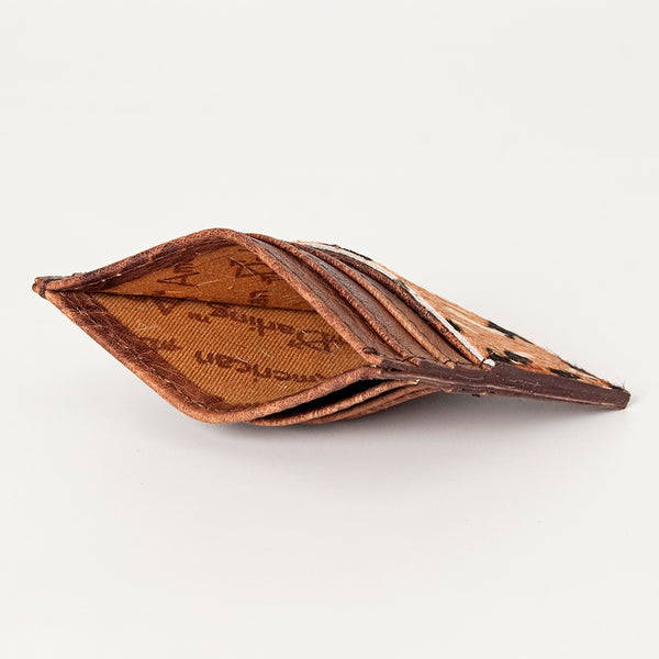 ADBG817 Handcrafted Hair on Hide Card Holder Pebbled Leather Western Slim Card Case