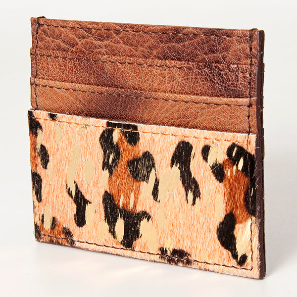 ADBG817 Handcrafted Hair on Hide Card Holder Pebbled Leather Western Slim Card Case