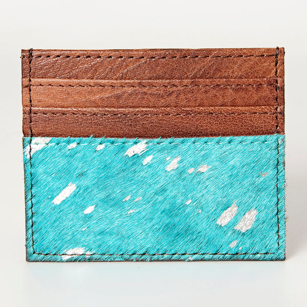 ADBG817 Handcrafted Hair on Hide Card Holder Pebbled Leather Western Slim Card Case