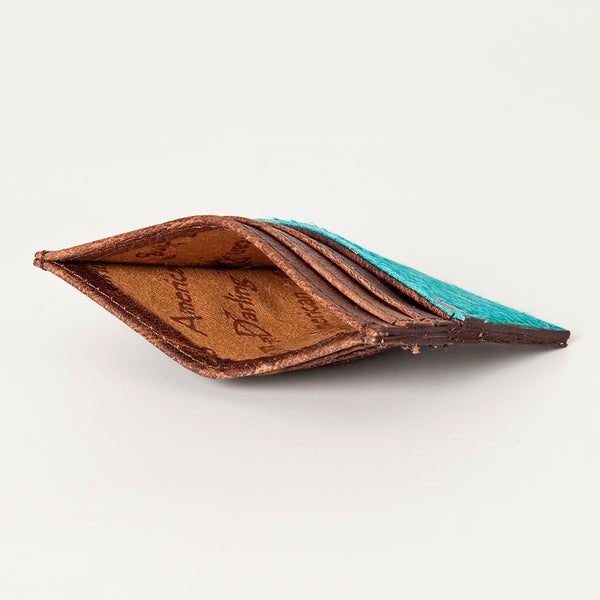 ADBG817 Handcrafted Hair on Hide Card Holder Pebbled Leather Western Slim Card Case