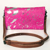 ADBG819 Pink Hair-on-Hide Crossbody Bag - American Darling Genuine Leather Wallet