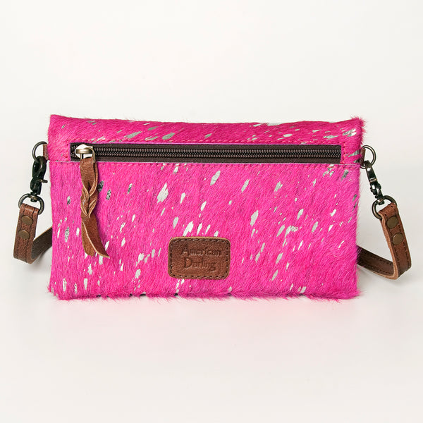 ADBG819 Pink Hair-on-Hide Crossbody Bag - American Darling Genuine Leather Wallet