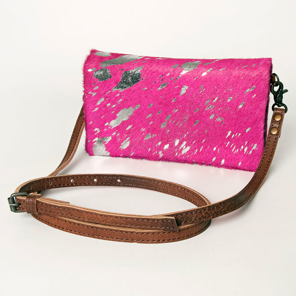ADBG819 Pink Hair-on-Hide Crossbody Bag - American Darling Genuine Leather Wallet