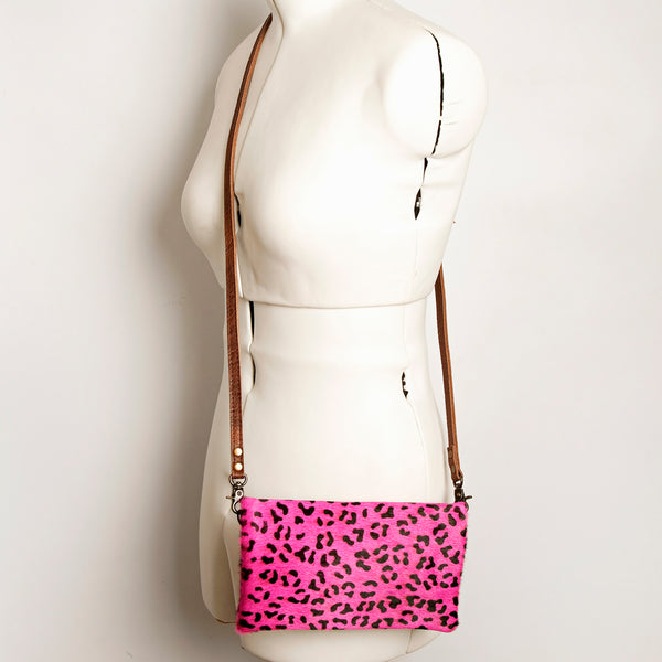 ADBG819 Pink Hair-on-Hide Crossbody Bag - American Darling Genuine Leather Wallet
