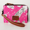 LC-ADBG821 Pink Hair-On Cowhide Leather Coin Purse Western Mini Zip Wallet