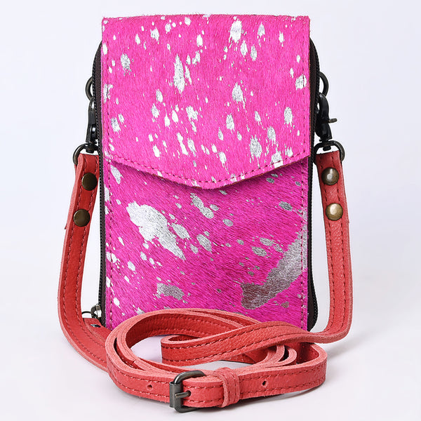 ADBG822 American Darling Handcrafted Pink Leather Cell Phone holder with Hair-On Cowhide