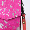 ADBG822 American Darling Handcrafted Pink Leather Cell Phone holder with Hair-On Cowhide