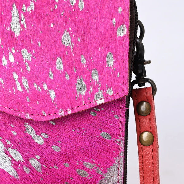 ADBG822 American Darling Handcrafted Pink Leather Cell Phone holder with Hair-On Cowhide
