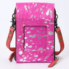 ADBG822 American Darling Handcrafted Pink Leather Cell Phone holder with Hair-On Cowhide