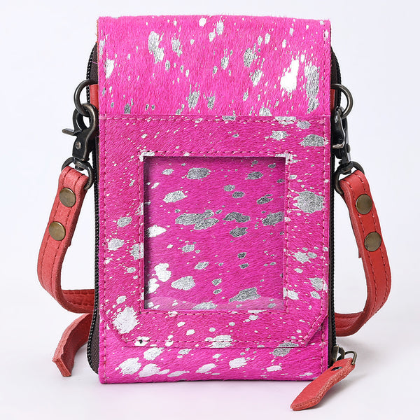 ADBG822 American Darling Handcrafted Pink Leather Cell Phone holder with Hair-On Cowhide