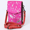 ADBG822 American Darling Handcrafted Pink Leather Cell Phone holder with Hair-On Cowhide