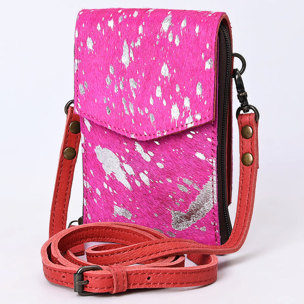 ADBG822 American Darling Handcrafted Pink Leather Cell Phone holder with Hair-On Cowhide