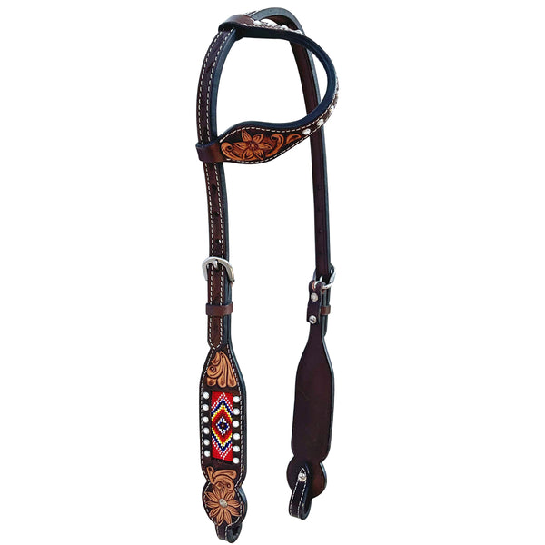 BER225-Western Leather One Ear Headstall