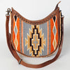 ADBG699 American Darling Handcrafted Hand Tooled Leather and Saddle Blanket Crossbody Bag