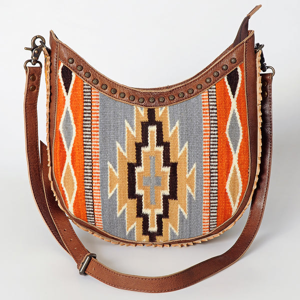 ADBG699 American Darling Handcrafted Hand Tooled Leather and Saddle Blanket Crossbody Bag