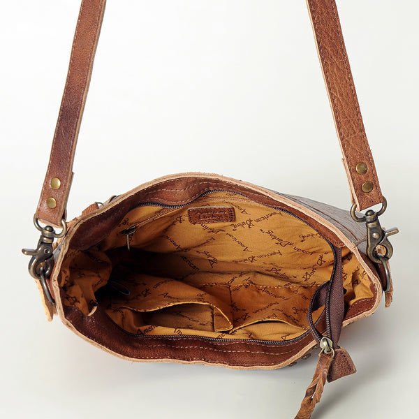 ADBG699 American Darling Handcrafted Hand Tooled Leather and Saddle Blanket Crossbody Bag