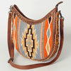 ADBG699 American Darling Handcrafted Hand Tooled Leather and Saddle Blanket Crossbody Bag
