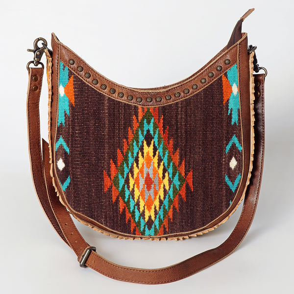 ADBG699 American Darling Handcrafted Hand Tooled Leather and Saddle Blanket Crossbody Bag