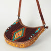 ADBG699 American Darling Handcrafted Hand Tooled Leather and Saddle Blanket Crossbody Bag