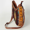 ADBG699 American Darling Handcrafted Hand Tooled Leather and Saddle Blanket Crossbody Bag
