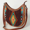 ADBG699 American Darling Handcrafted Hand Tooled Leather and Saddle Blanket Crossbody Bag