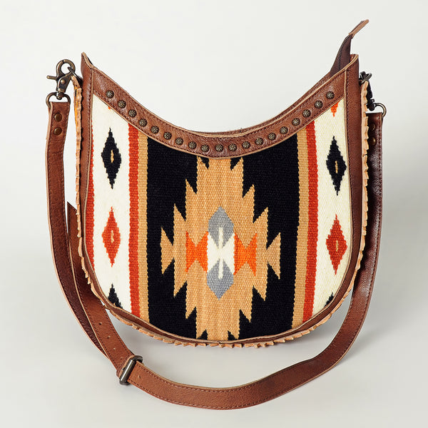 ADBG699 American Darling Handcrafted Hand Tooled Leather and Saddle Blanket Crossbody Bag