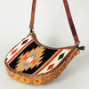 ADBG699 American Darling Handcrafted Hand Tooled Leather and Saddle Blanket Crossbody Bag
