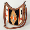 ADBG699 American Darling Handcrafted Hand Tooled Leather and Saddle Blanket Crossbody Bag