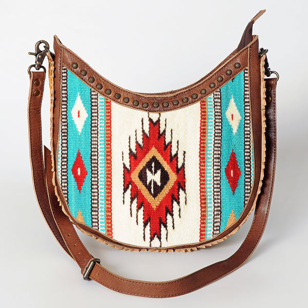 ADBG699 American Darling Handcrafted Hand Tooled Leather and Saddle Blanket Crossbody Bag