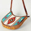 ADBG699 American Darling Handcrafted Hand Tooled Leather and Saddle Blanket Crossbody Bag