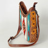 ADBG699 American Darling Handcrafted Hand Tooled Leather and Saddle Blanket Crossbody Bag