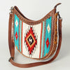 ADBG699 American Darling Handcrafted Hand Tooled Leather and Saddle Blanket Crossbody Bag