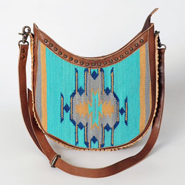 ADBG699 American Darling Handcrafted Hand Tooled Leather and Saddle Blanket Crossbody Bag