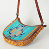 ADBG699 American Darling Handcrafted Hand Tooled Leather and Saddle Blanket Crossbody Bag