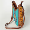 ADBG699 American Darling Handcrafted Hand Tooled Leather and Saddle Blanket Crossbody Bag