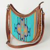 ADBG699 American Darling Handcrafted Hand Tooled Leather and Saddle Blanket Crossbody Bag