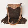 ADBGS192 Floral Embossed Leather Large Crossbody Bag with Fringe & Tooled Strap - Western Elegant Purse