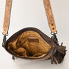 ADBGS192 Floral Embossed Leather Large Crossbody Bag with Fringe & Tooled Strap - Western Elegant Purse