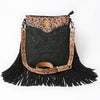 ADBGS192 Floral Embossed Leather Large Crossbody Bag with Fringe & Tooled Strap - Western Elegant Purse