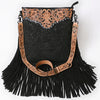 ADBGS192 Floral Embossed Leather Large Crossbody Bag with Fringe & Tooled Strap - Western Elegant Purse