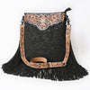 ADBGS192 Floral Embossed Leather Large Crossbody Bag with Fringe & Tooled Strap - Western Elegant Purse