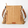 ADBGS192 Floral Embossed Leather Large Crossbody Bag with Fringe & Tooled Strap - Western Elegant Purse