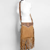 ADBGS192 Floral Embossed Leather Large Crossbody Bag with Fringe & Tooled Strap - Western Elegant Purse