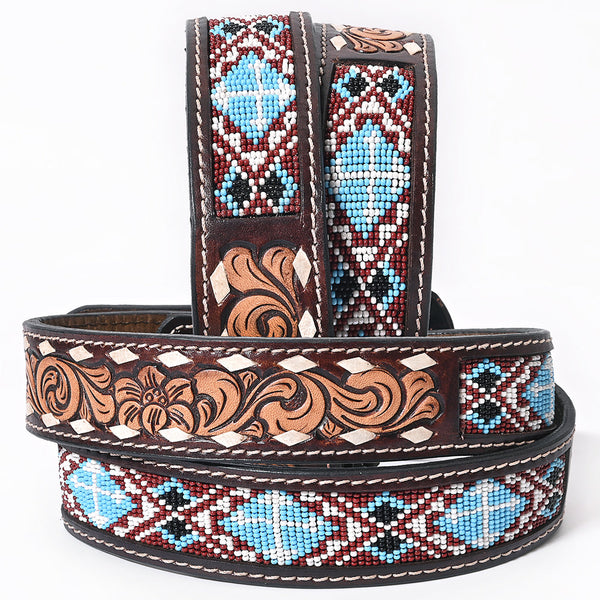 BER221-Hand Tooled Western leather Belt