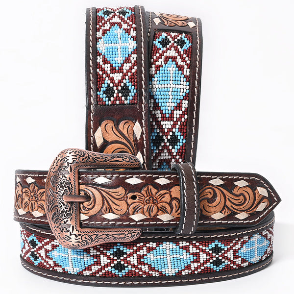 BER221-Hand Tooled Western leather Belt